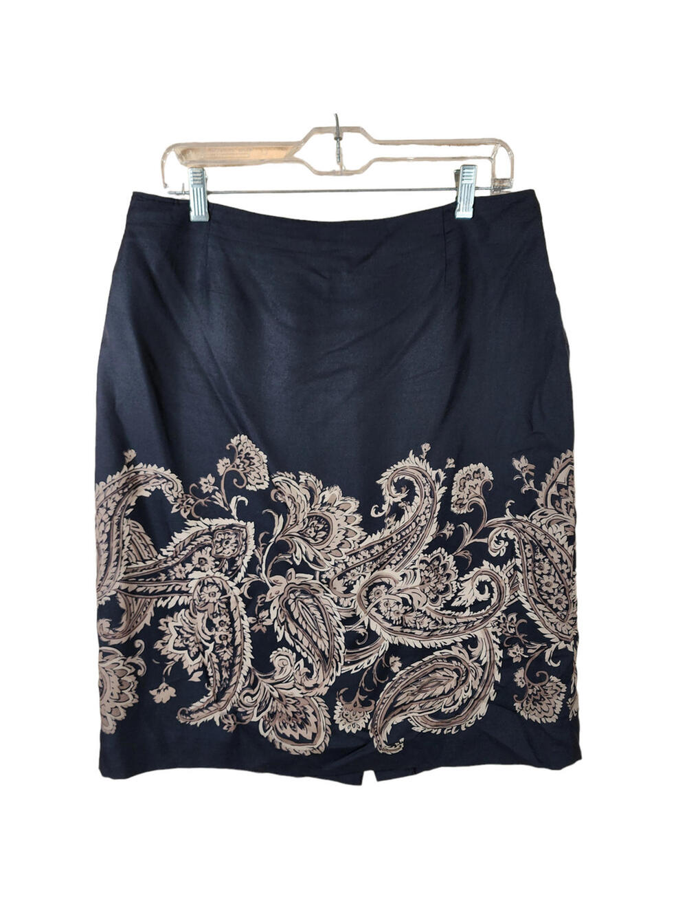Talbots Collection 100% Silk Mini Skirt – Black Beige Paisley Floral Lined
